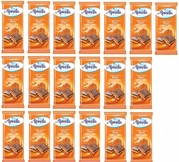 Levně 19 x 90 g Terravita Alpinella čokoláda plněná toffi Kartonem