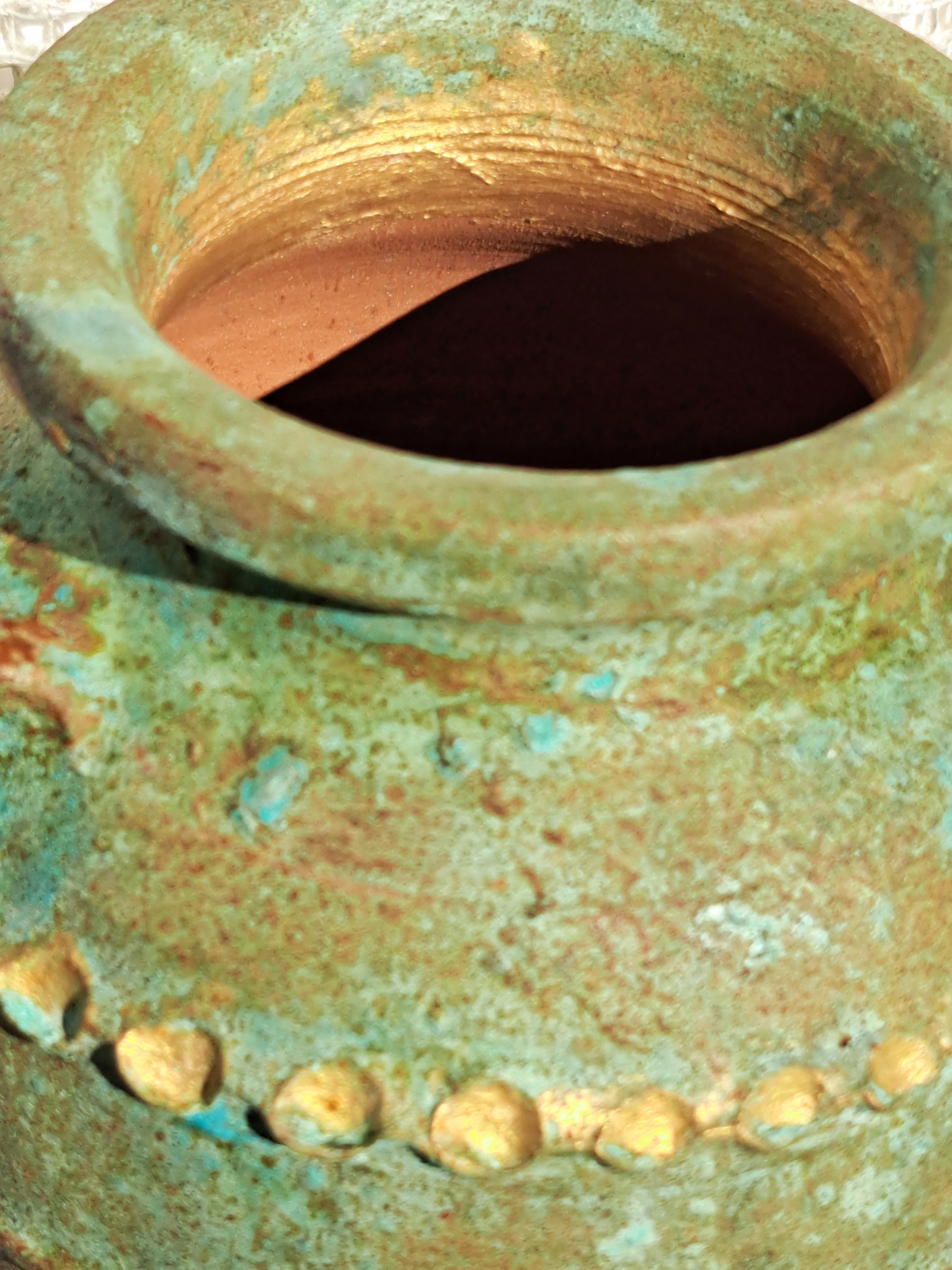 AMFORA GRECKA DZBAN GLINIANY RDZA PATYNA HEXA RĘKODZIEŁO Materiał ceramika