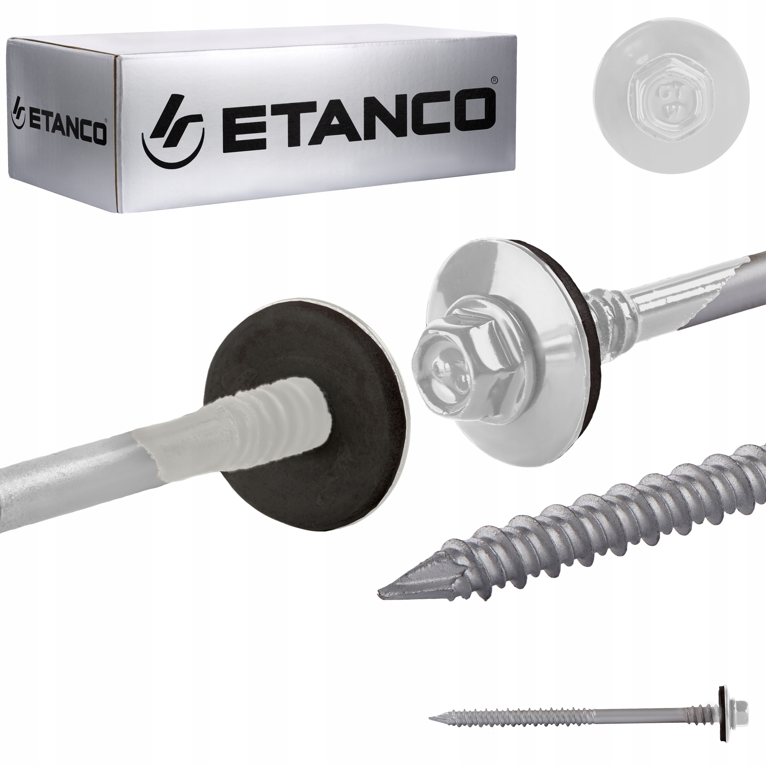 Wkręty do płyty warstwowej 100mm Ral 9010 100s do drewna betonu Etanco Gtrw