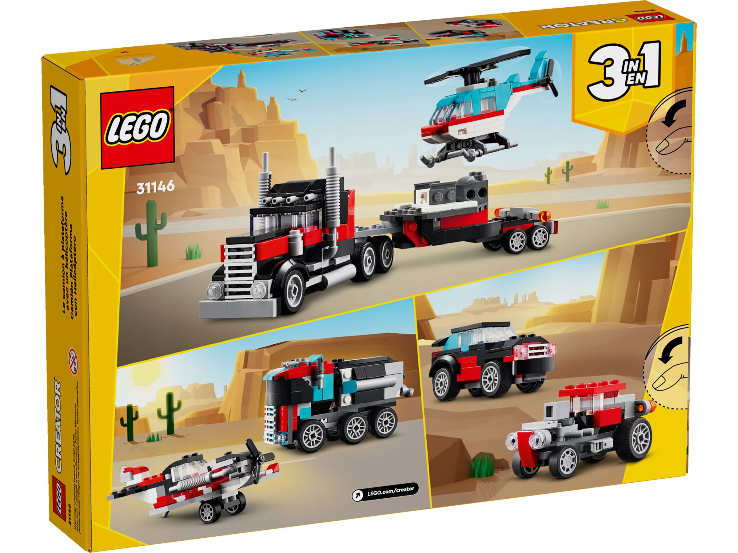LEGO CREATOR 3W1 31146 CIĘŻARÓWKA Z HELIKOPTEREM+ GRATIS TORBA LEGO PREZENT Wiek dziecka 7 lat +
