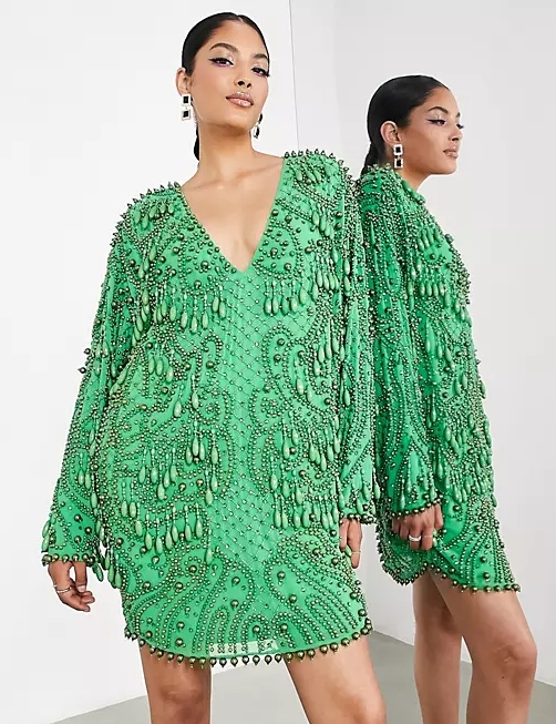 Zdobené Šaty S Korálky Střapce Edice 42 XL