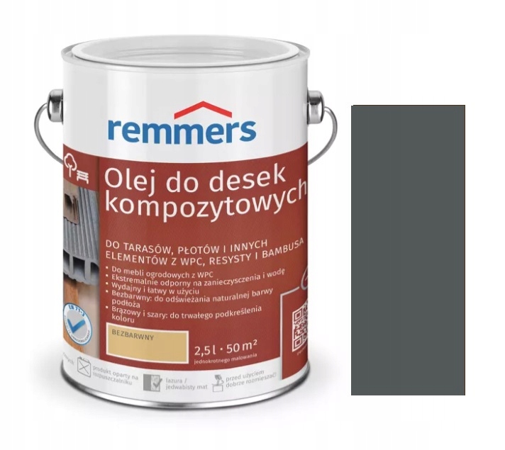 Olej do desek kompozytowych Remmers 2,5 L szary
