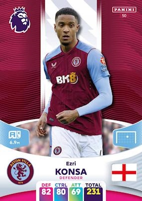 Premier League 2024 50 Ezri Konsa Panini Adrenalyn