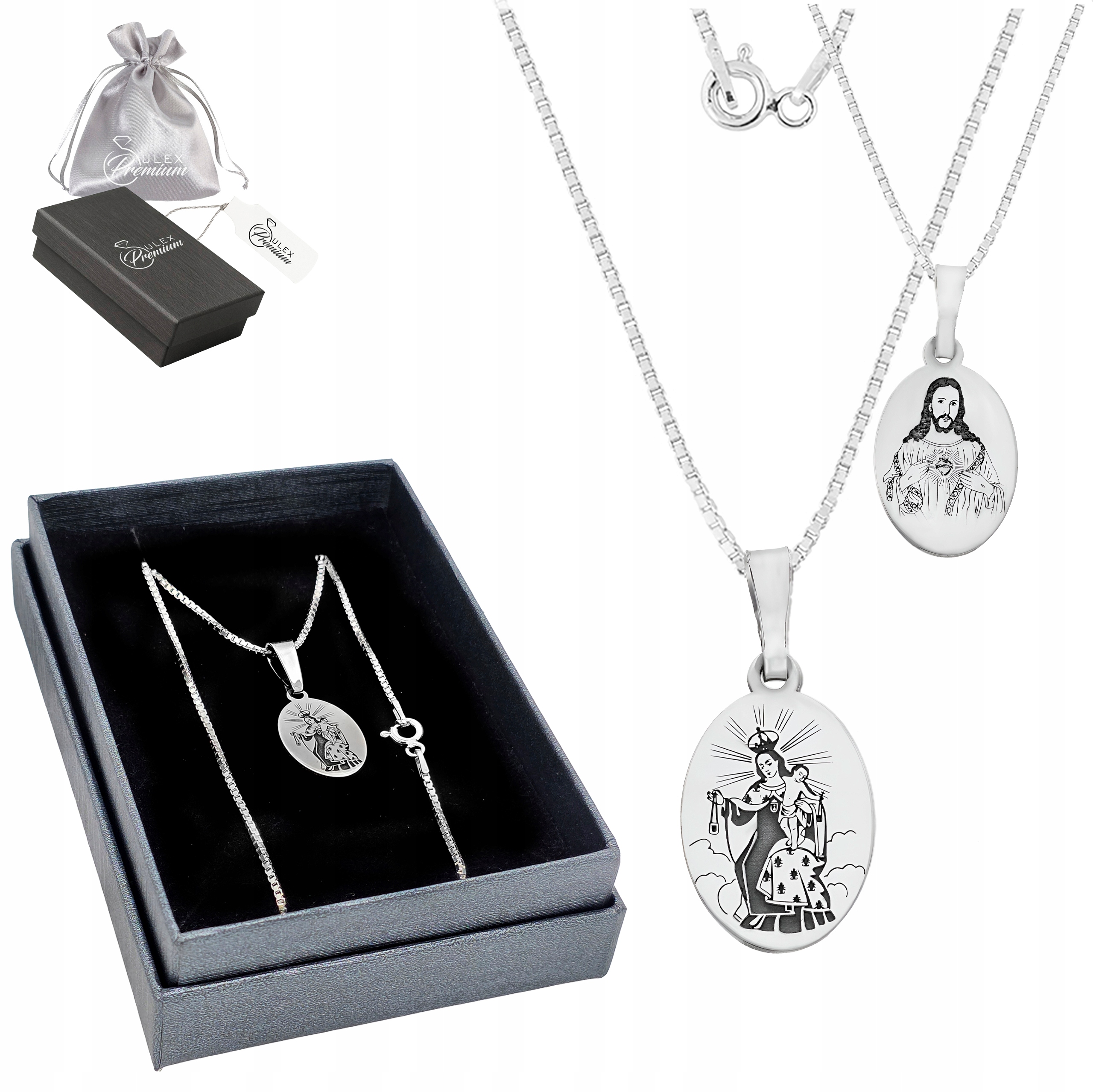 Náhrdelník Stříbro pr.925 Splétaný Benátčan Škapulíř Panna Maria a Ježíšek| 60 cm