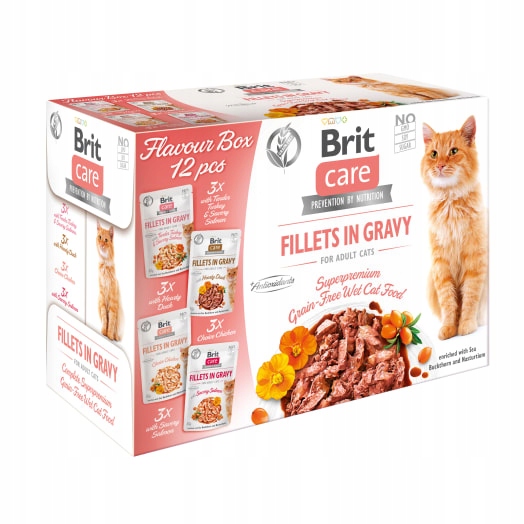 Brit Vlhké krmivo pro dospělé kočky bez obilovin mix chutí box 12x85 g