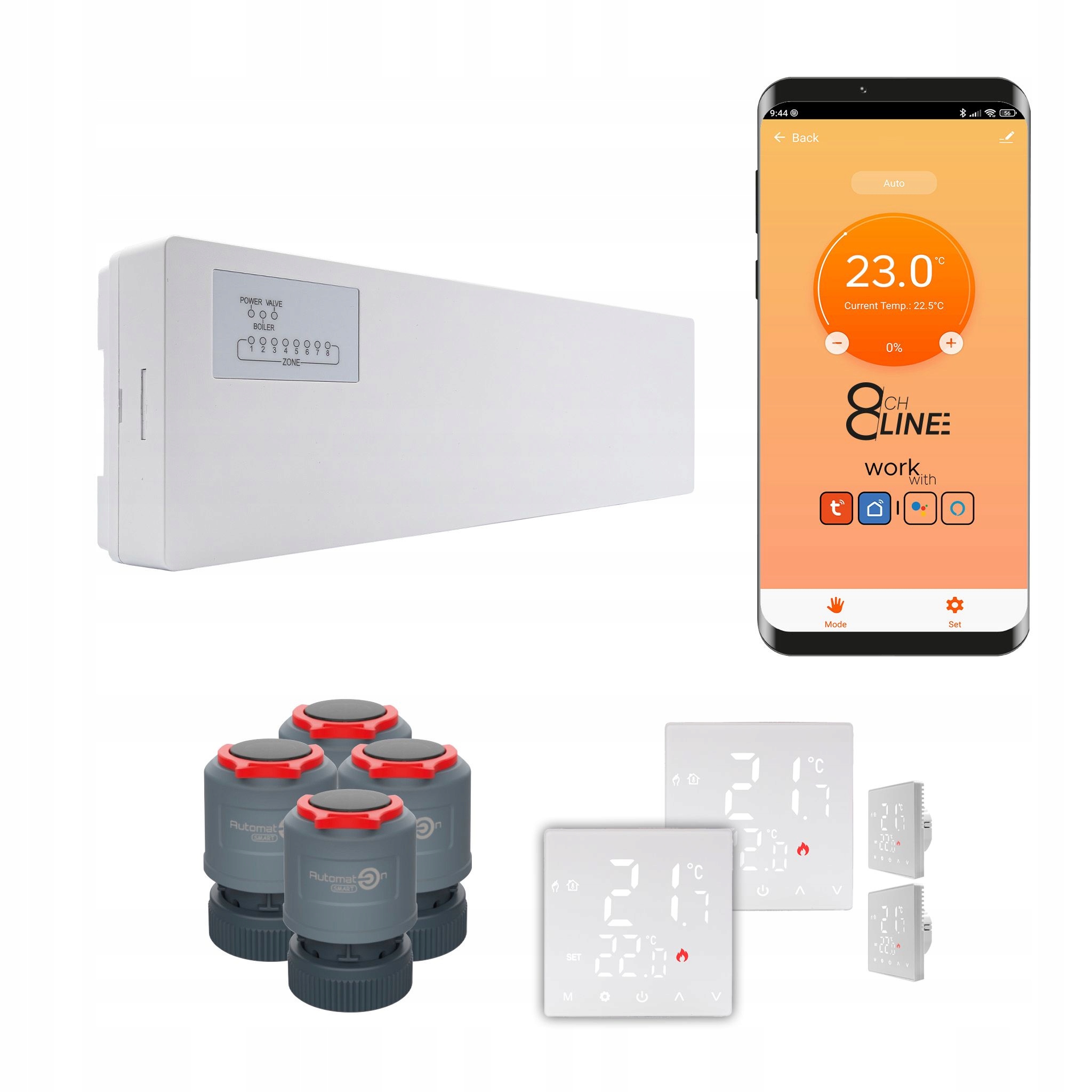 Súprava prívodov na vykurovanie Line 4 izbových termostatov Std Zigbee biela