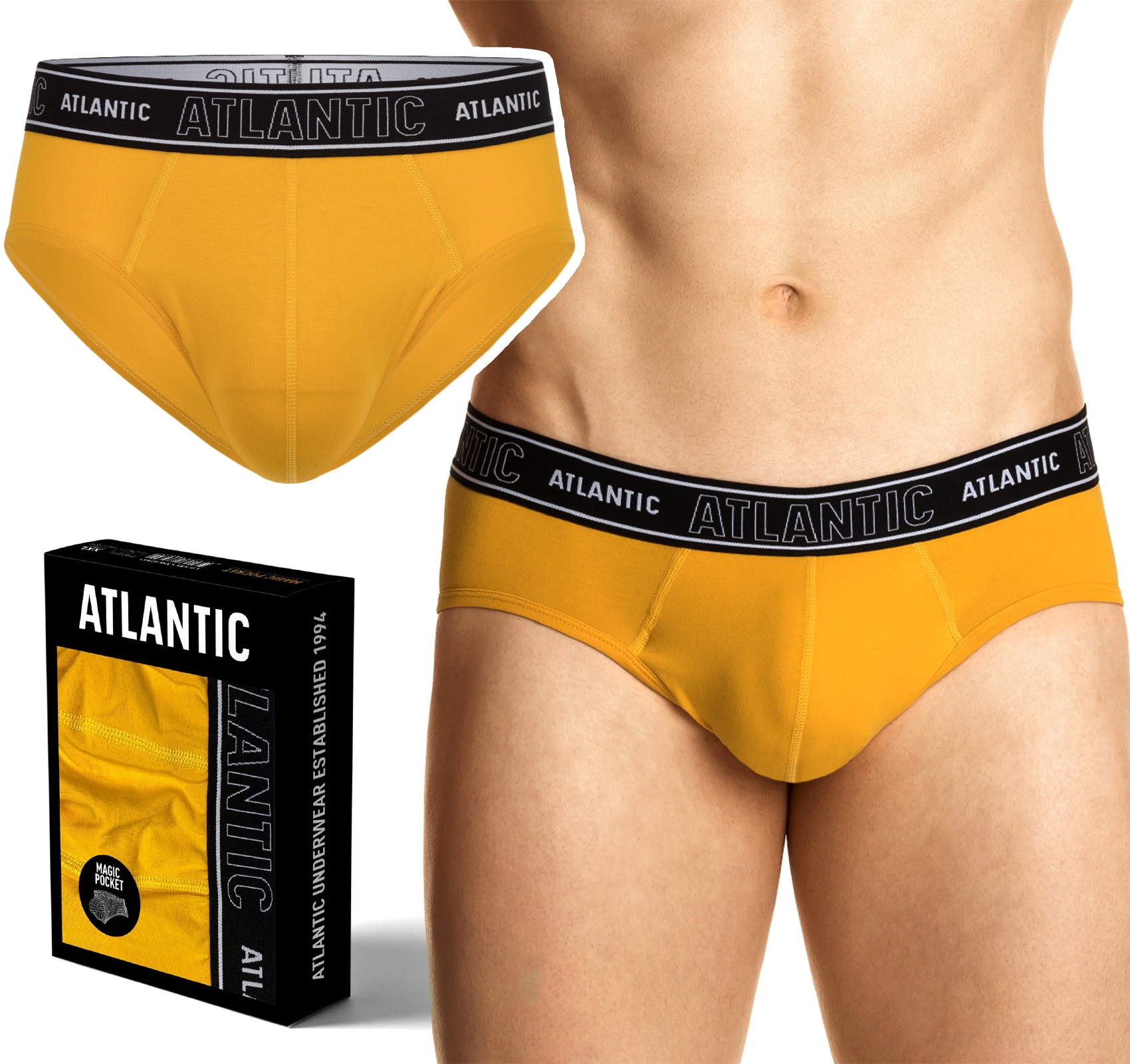 

Atlantic Slipy Męskie z Kieszonką Push-up XXL