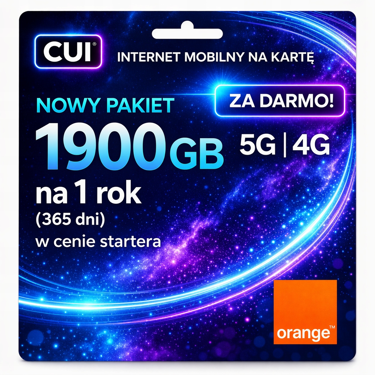 Internet Orange Lte 4G 5G 1900GB 1,9 Tb na 1 rok Karta Sim Router Kamer Gps