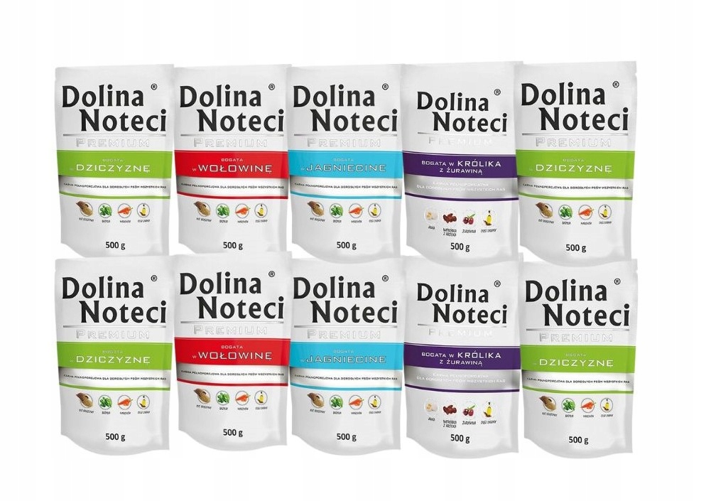Levně Vlhké krmivo pro psy mix chutí Dolina Noteci Premium 10x500 g Bez Drůbeže A Ryb