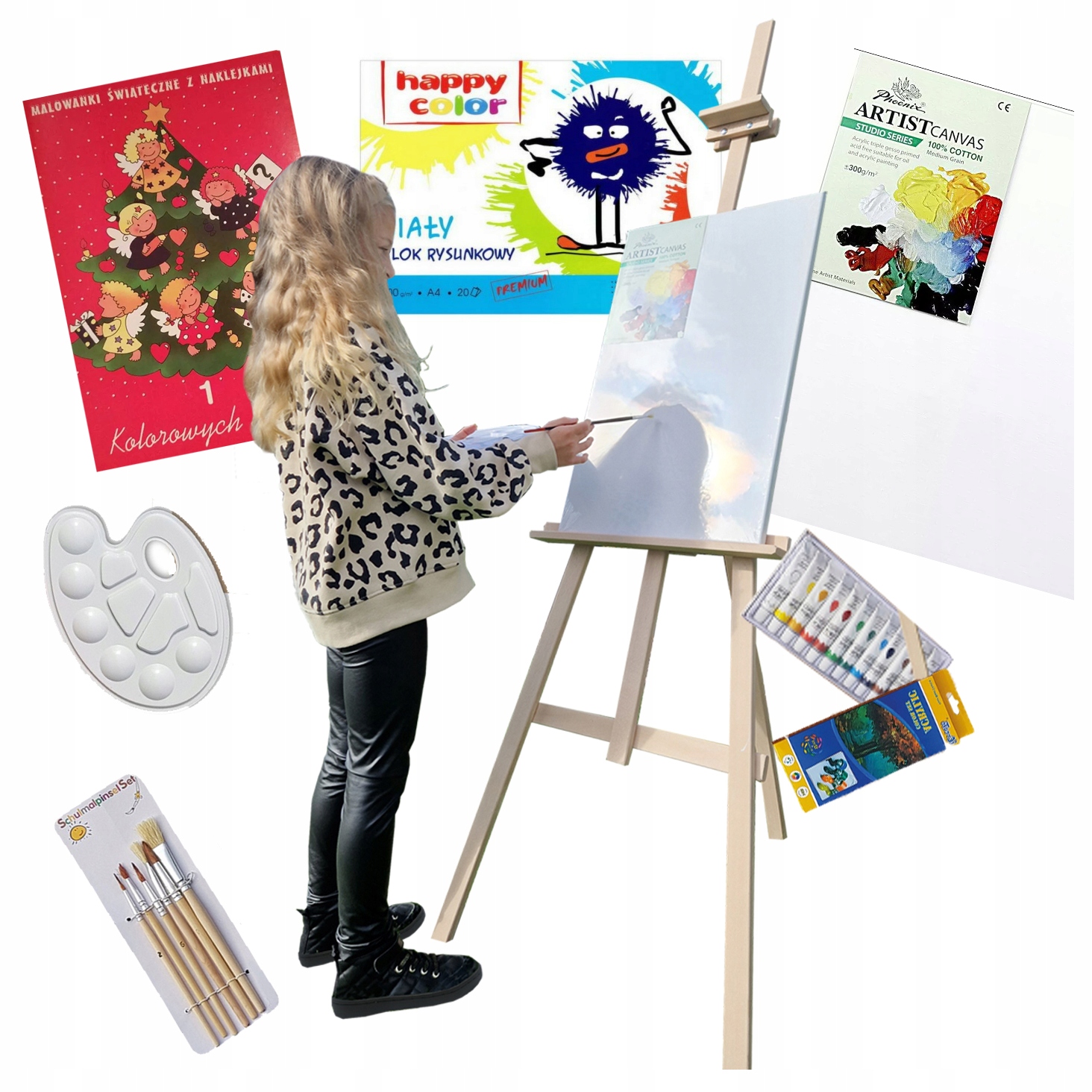 Malířská Sada Pro Dítě Malířský Stojan Nastavitelný 176 cm Dárek