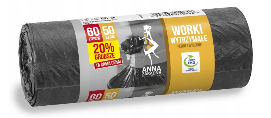 

Az Worki na Śmieci 60L 50szt. o 20% Grubsze