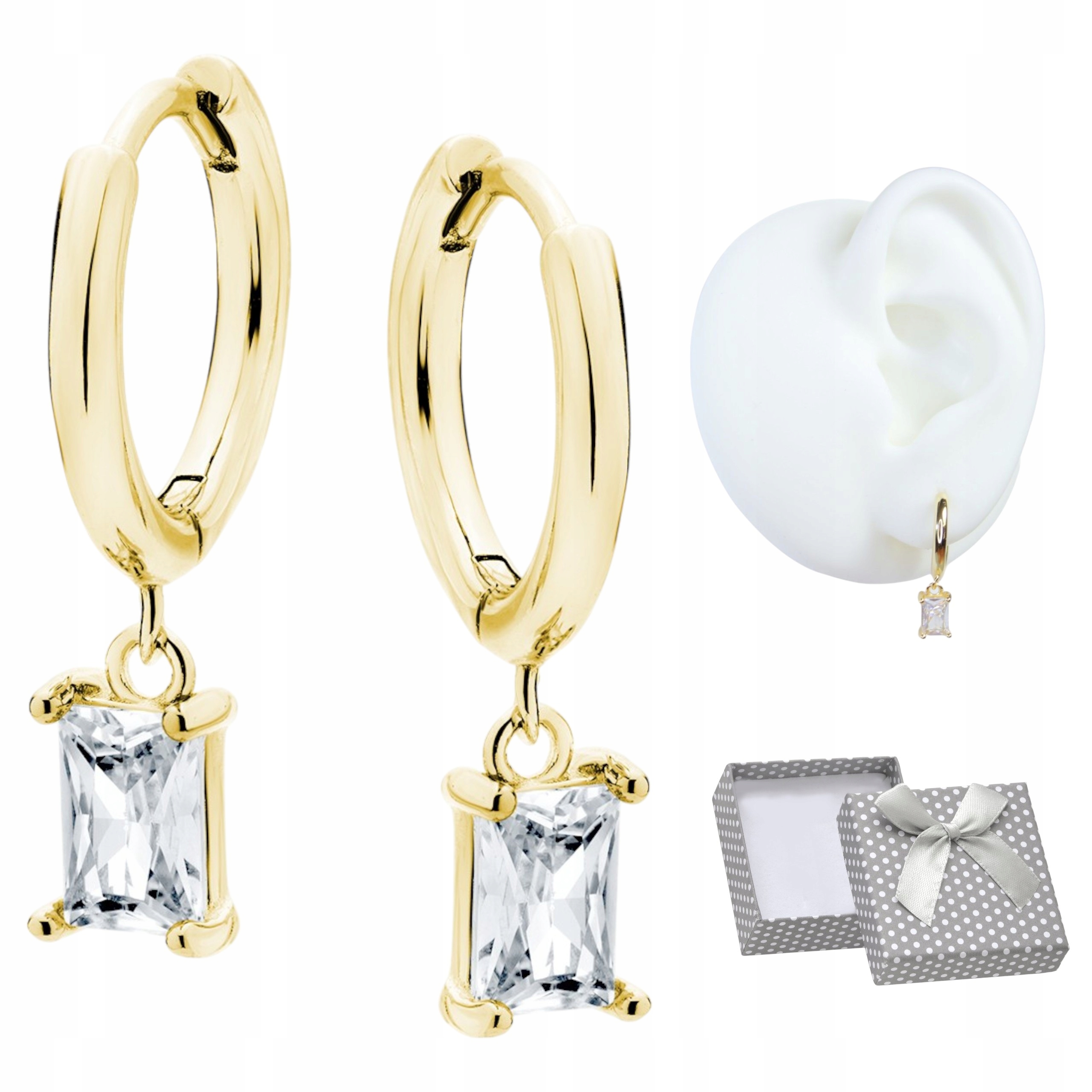 Stříbrné Náušnice pr925 Pozlacená Kolečka Kola závěsná zirkon Krásné Dárek