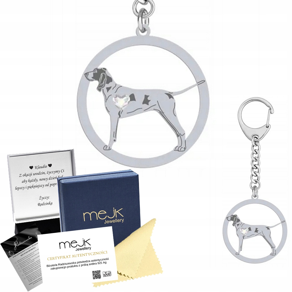 Přívěsek Na Klíče na klíče se psem Porcelaine 925 Dárek Šperky Gravírování