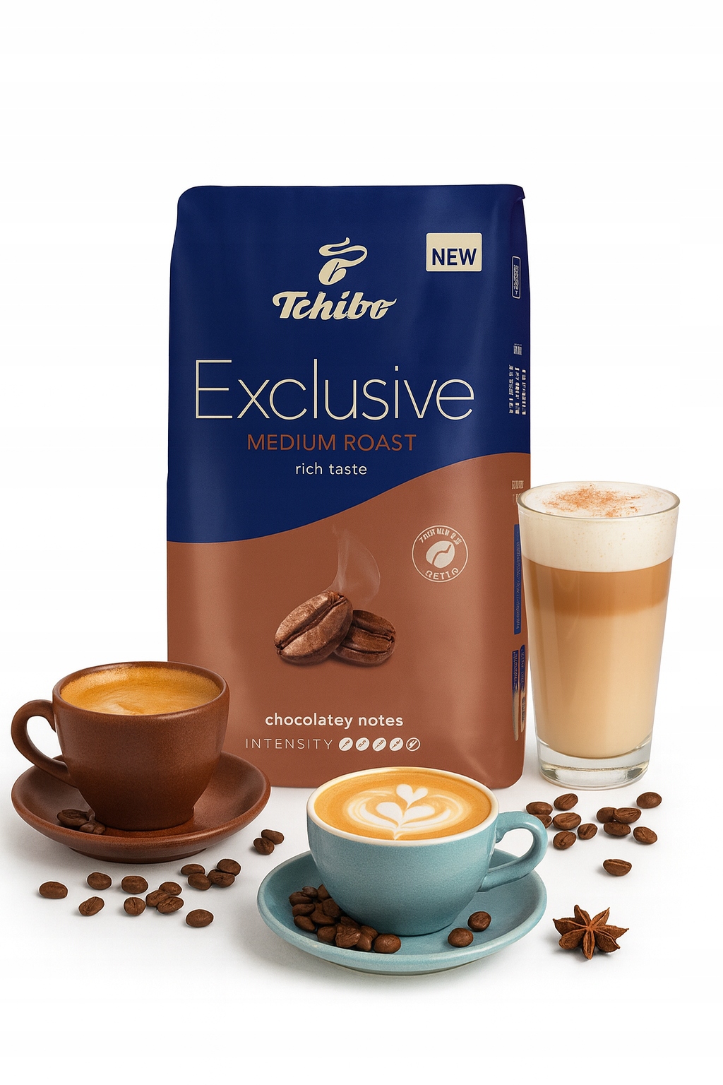 Levně Tchibo Exclusive Medium Roast 1 kg Káva Zrnková s čokoládovou příchutí