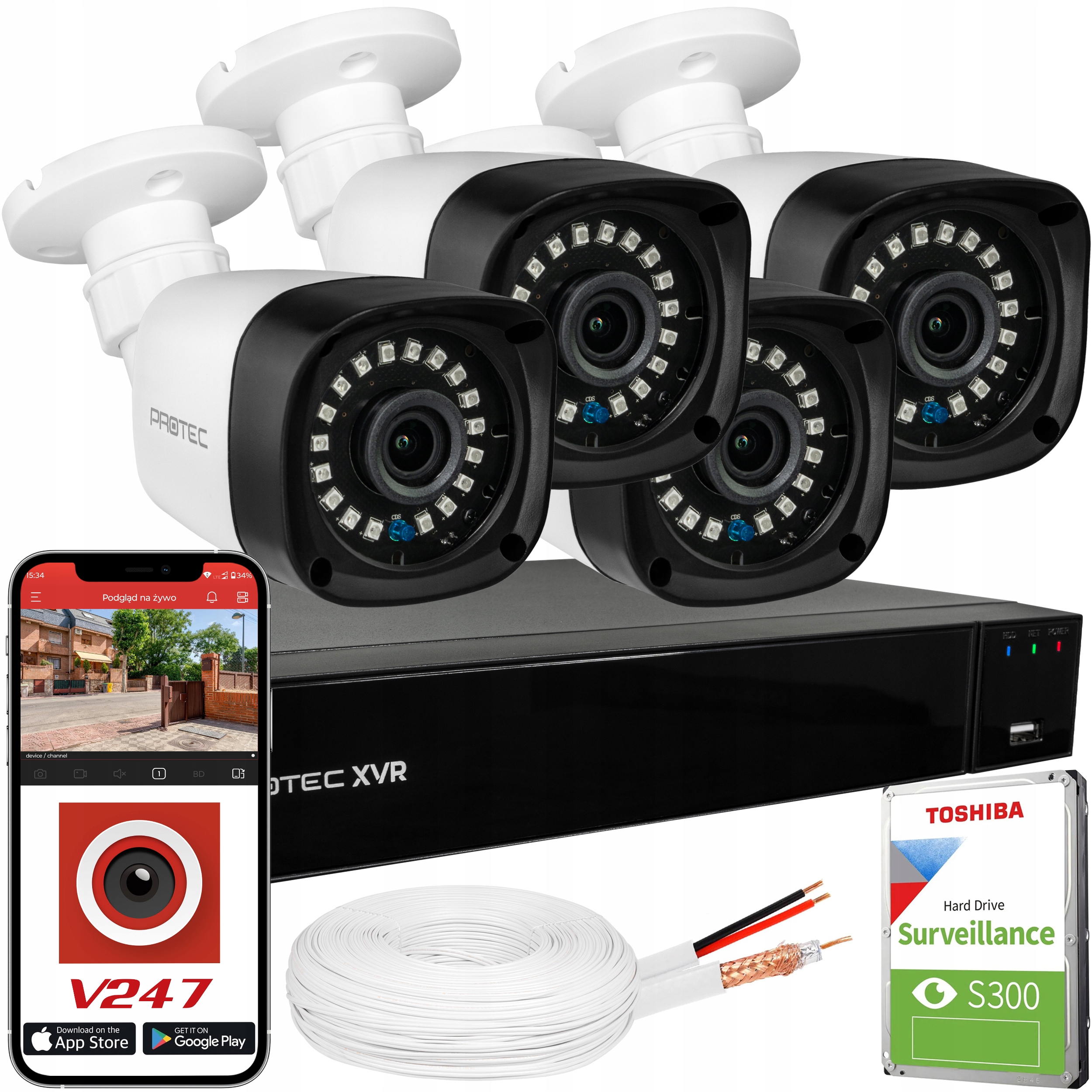 Sada pro monitorování Ahd 4 Kamery 8MPX Hdd 1TB náhled na telefon