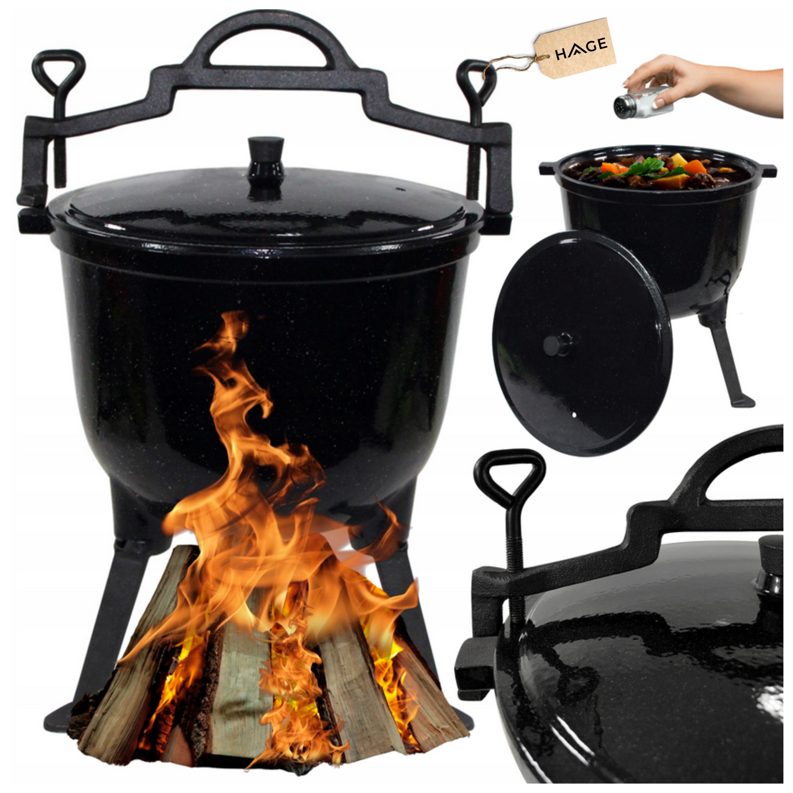 Kociołek Żeliwny Emaliowany myśliwski węgierski Grill 10L Emalia Marmurkowa