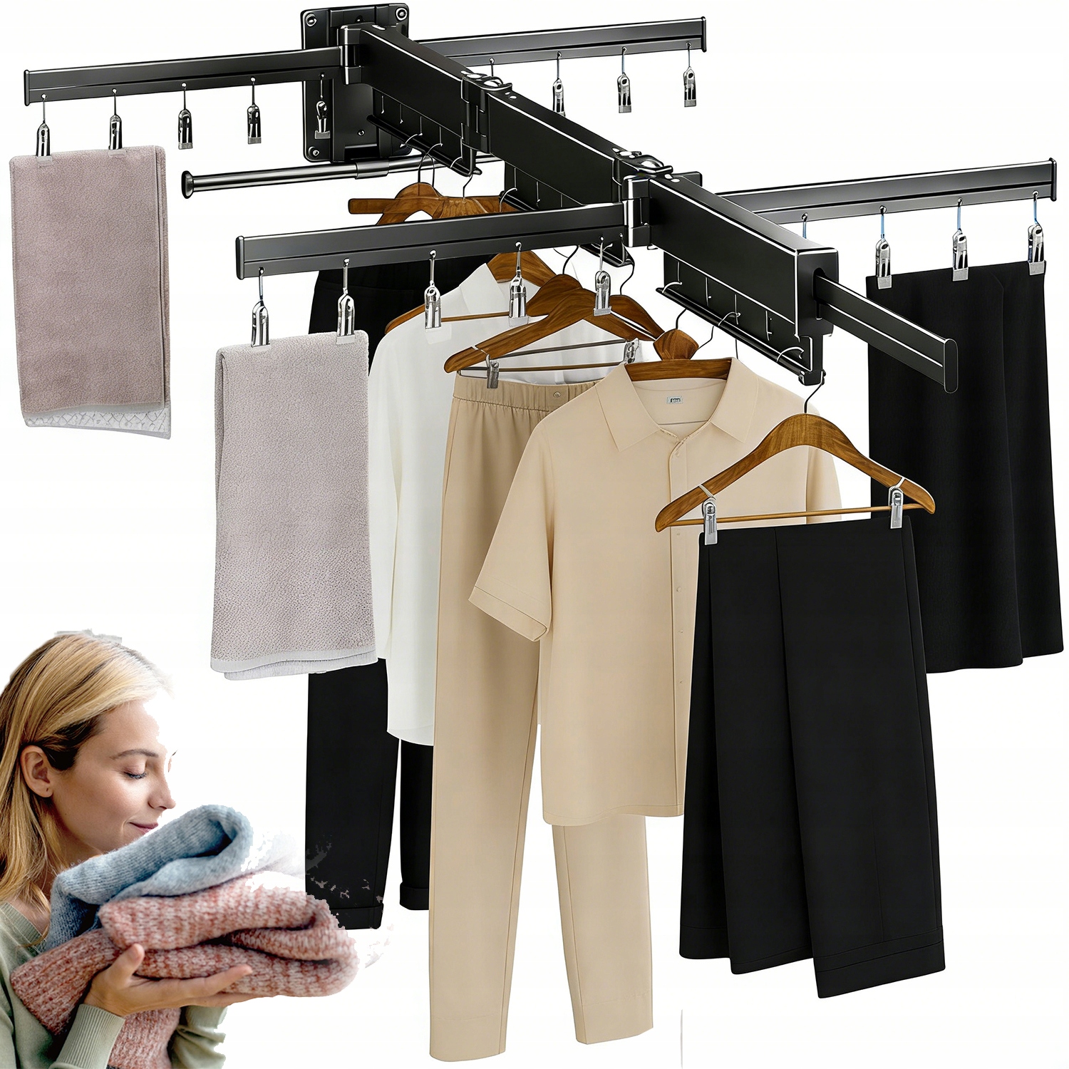 Levně Sušák Roztahovatelná Do 130 CM S 20 Sponami Pro Balkon