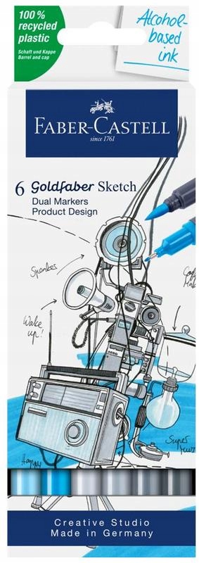 Umělecké pero Goldfaber Sketch oboustranné, sada Product Design 6 kolo