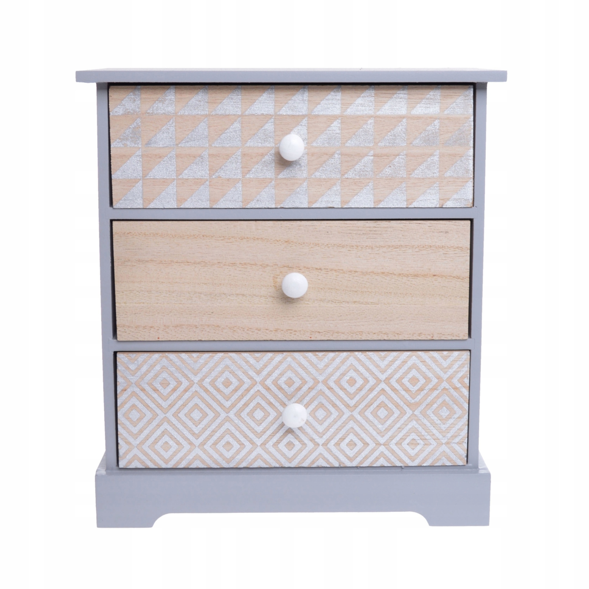 

Szara drewniana mała komódka drobiazgi szkatułka