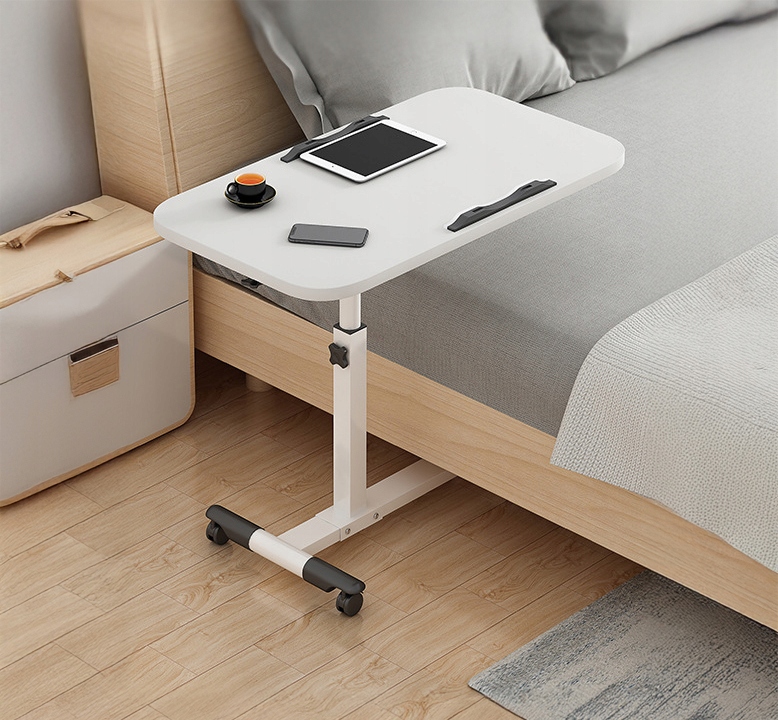 Składany laptopowy stolik na łóżko z regulacją wysokości obrotowy biały