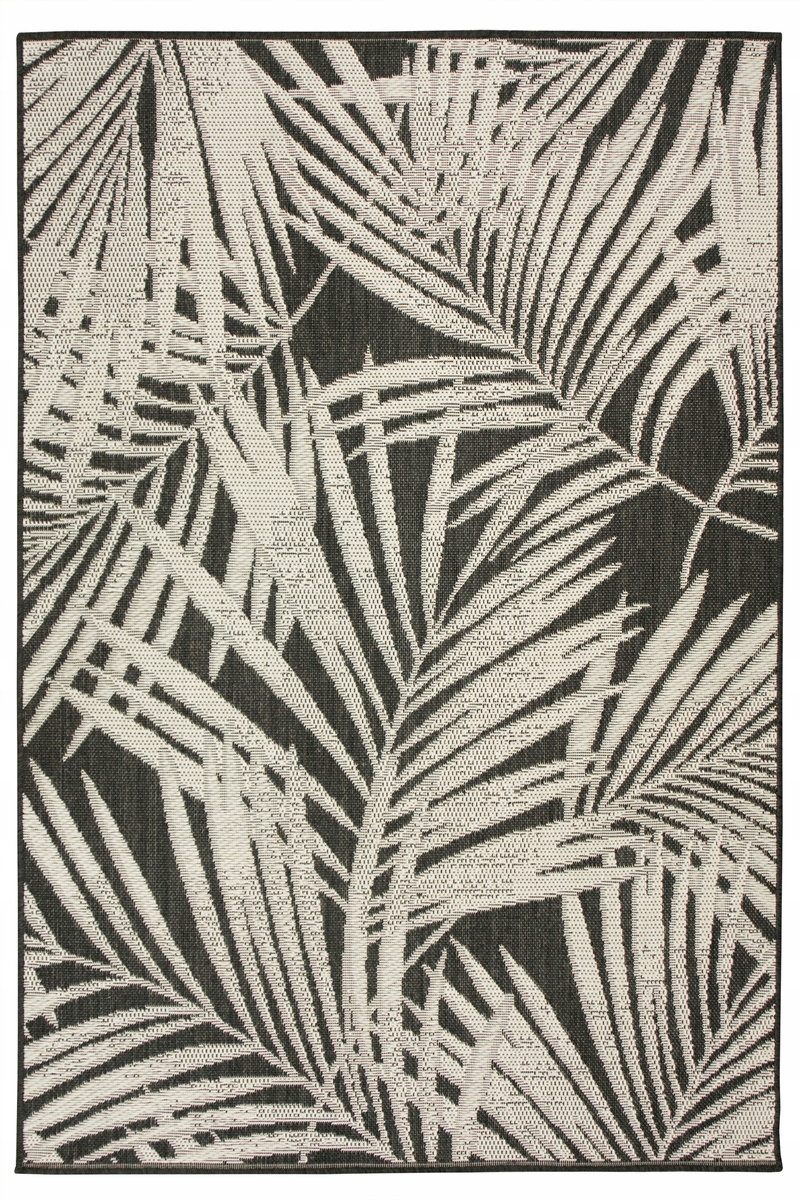 

160x230 cm Sznurkowy Dywan W Liście Palm Antracyt