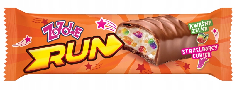 Zozole Tyčinka Run Kyselá střílecí želé Cukr Mieszko 42 g x 20 Kusů