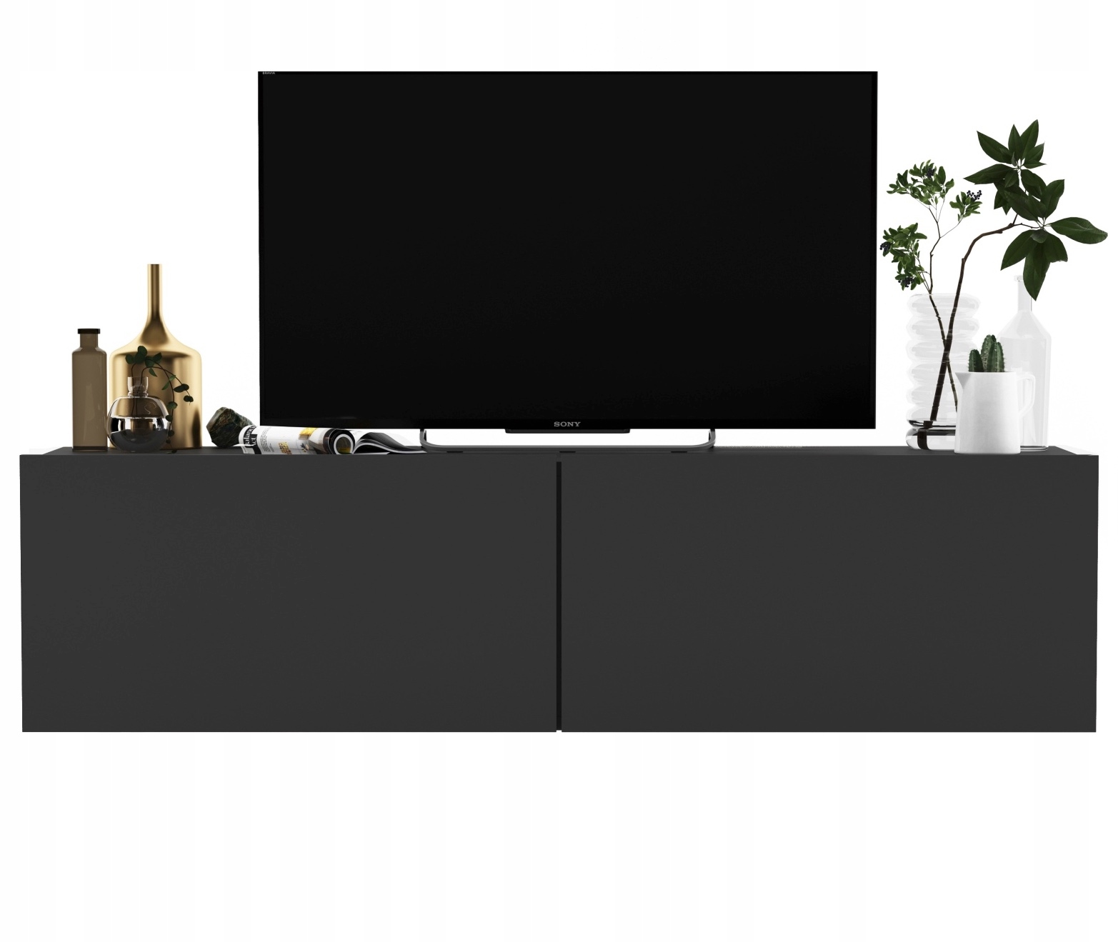 Závěsná Rtv skříňka 120 cm, malá komoda grafit Mat