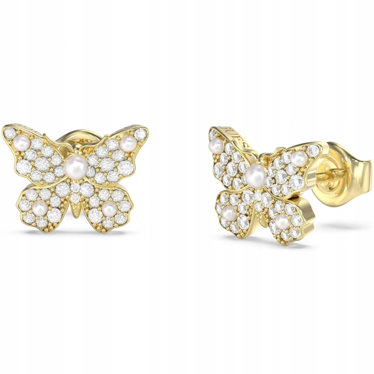 Dámské Náušnice Guess , zlato, zirkon , motýl