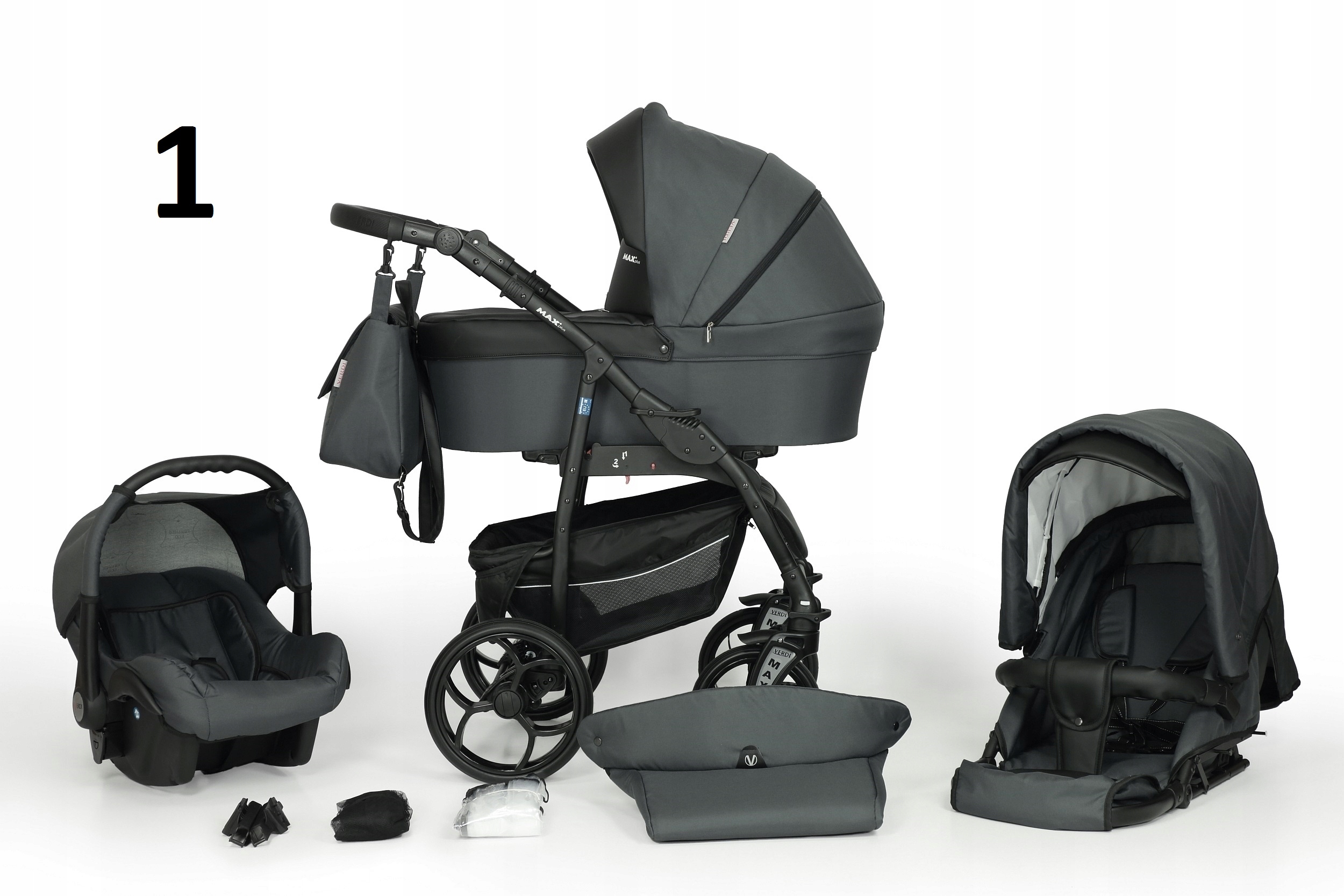 WÓZEK DZIECIĘCY VERDI MAX PLUS 3W1 + AKCESORIA Kod producenta Verdi