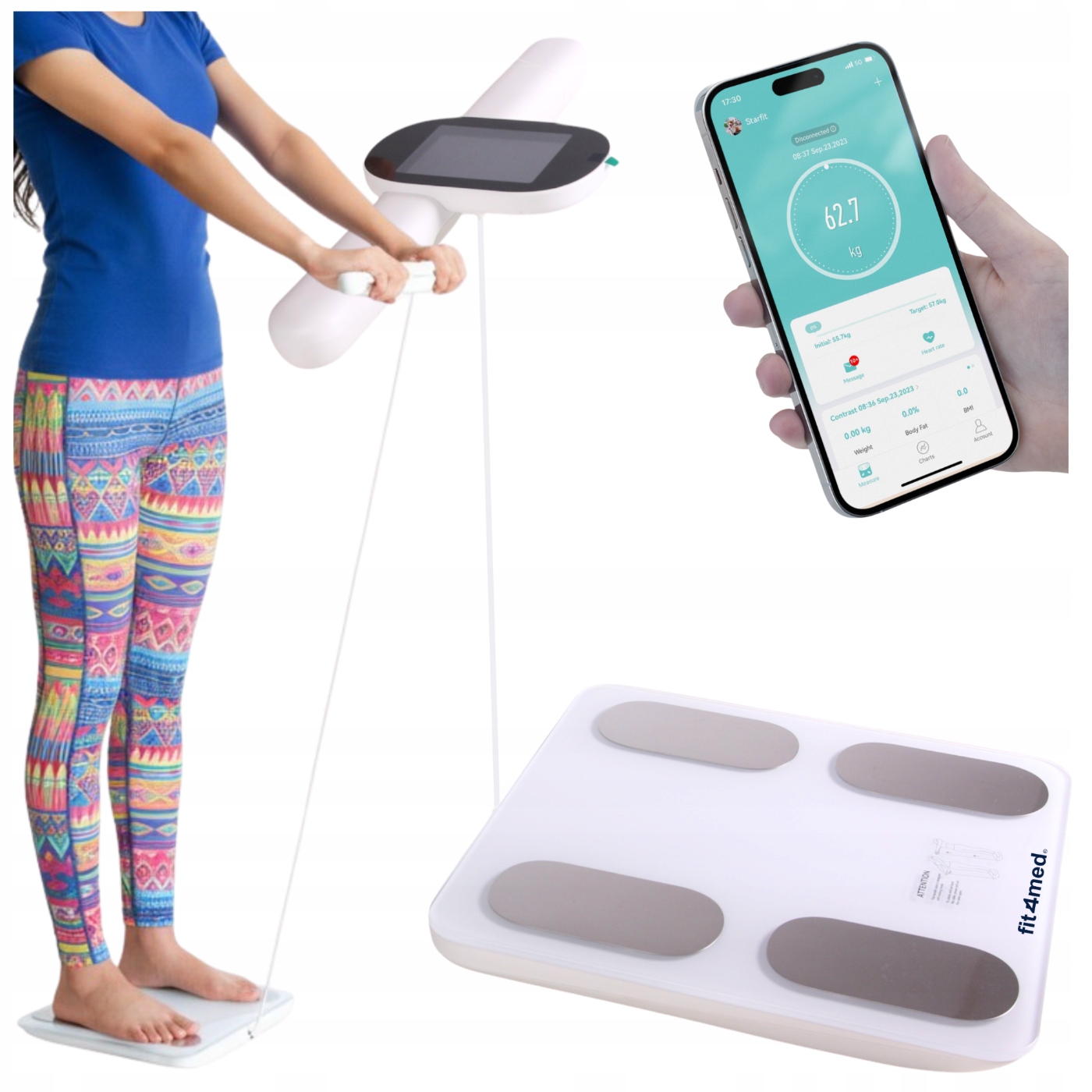 Inteligentní analytická bluetooth koupelnová váha 180 kg body composition