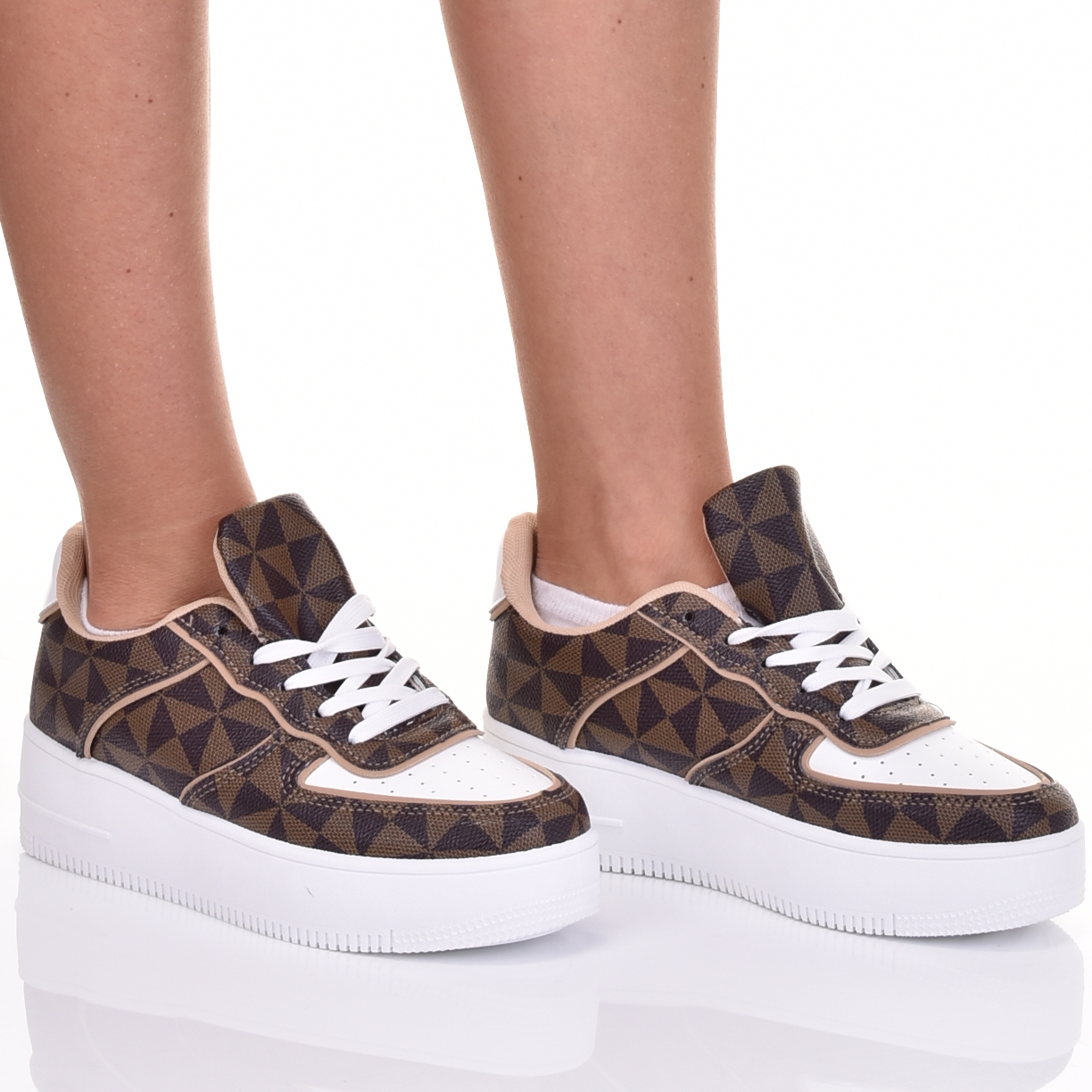 DAMSKIE BUTY SPORTOWE NA PLATFORMIE SKÓRZANE SNEAKERSY Marka inna