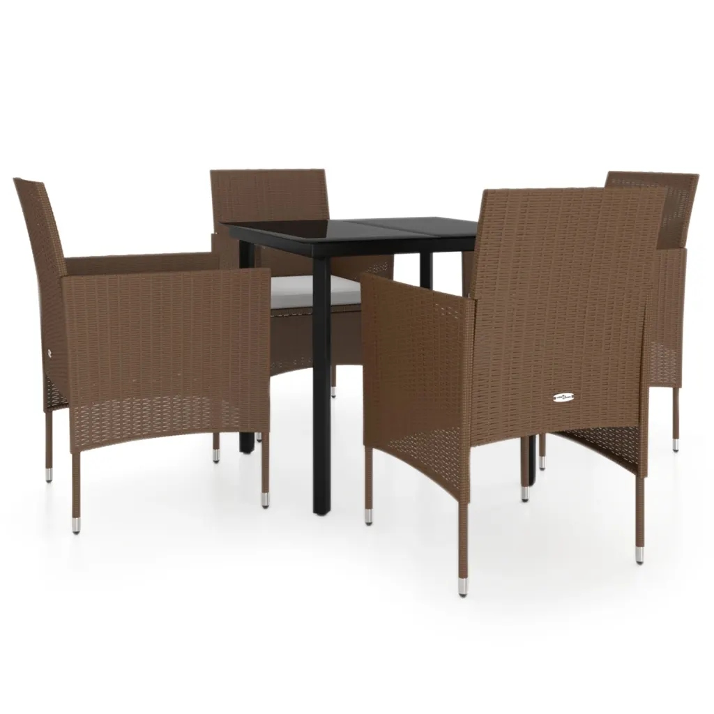 Zahradní nábytek set hnědo-černý, stůl 80x80x74 cm, židle 53x58
