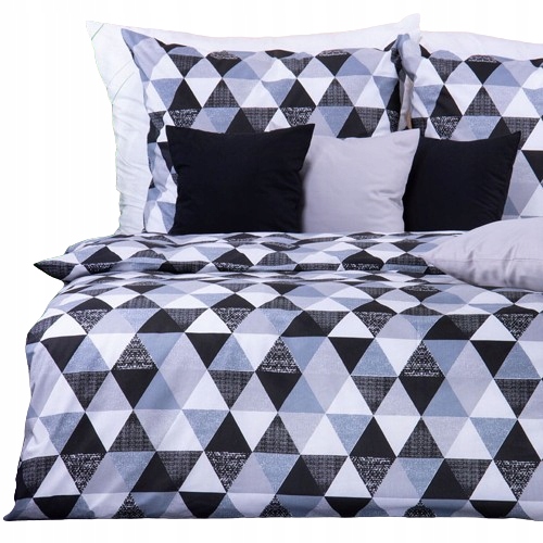 Bavlněné Povlečení Povlečení Bavlna -šedé Trojúhelníky 140X200 CM
