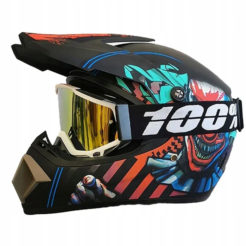 KASK MOTOCYKLOWY DZIECIĘCY ENDURO QUADA Z GOGLAMI -, M