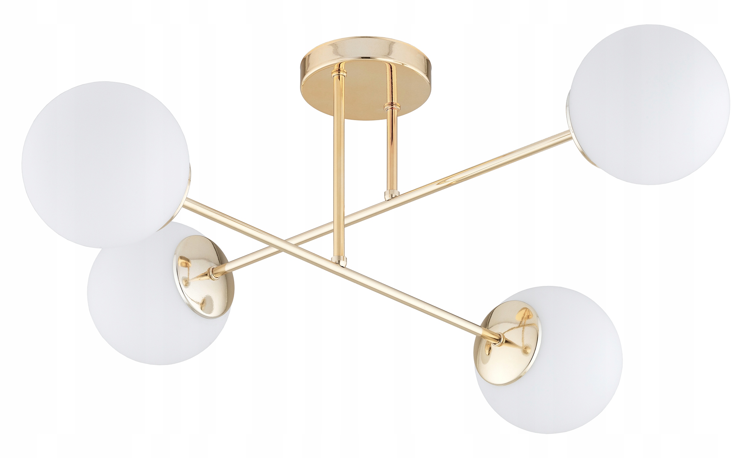 Złota Lampa Wisząca Sufitowa Żyrandol Białe Kule Milo Led E27