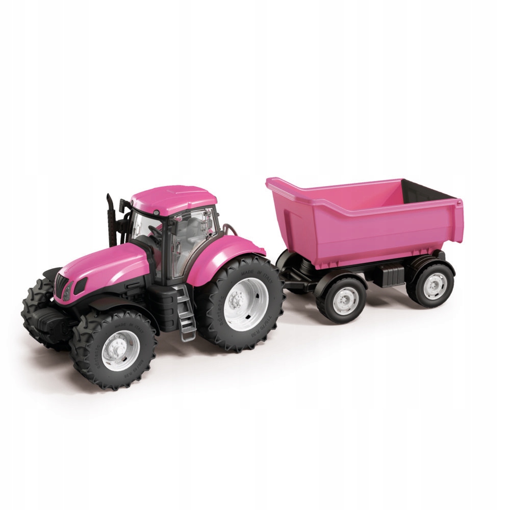 

Traktor różowy Gumowe Koła z Przyczepą