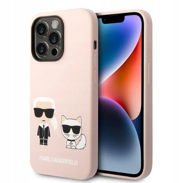 Pouzdro Karl Lagerfeld Silicone Karl&Choupette MagSafe na iPhone 14 Pro světlé