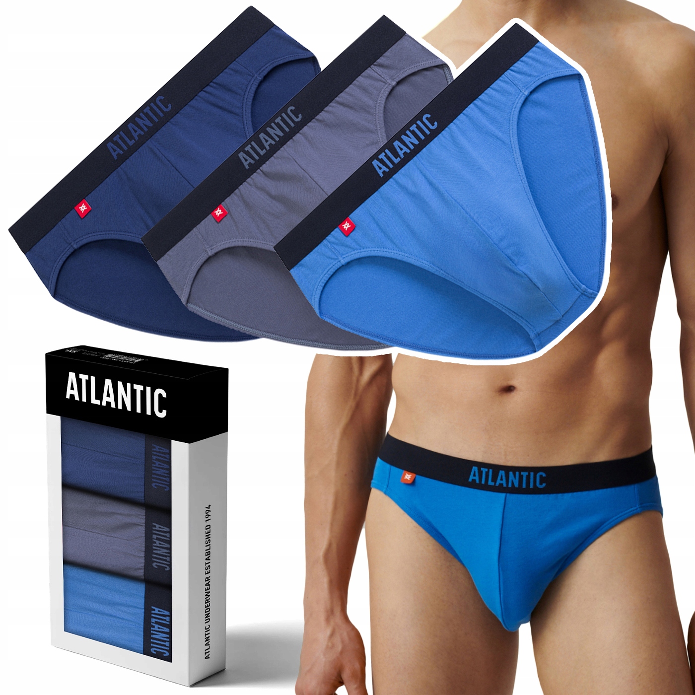 Atlantic 3MP-094 pánské bavlněné přiléhavé slipy Sport 3 Páry XXL