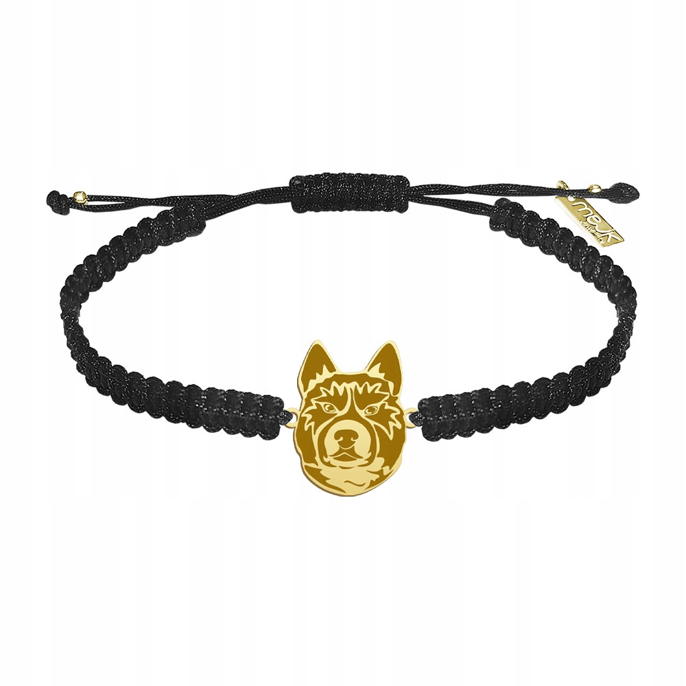 Zlatý náramek Karelian Bear Dog Makramé 925 Šperky Dárek Gravírování