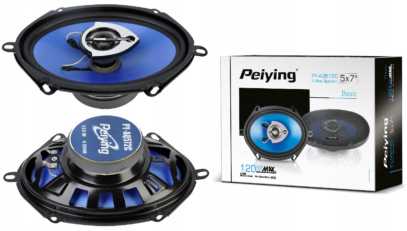GŁOŚNIKI SAMOCHODOWE 2 SZT PEIYING 2 X 120W 5X7