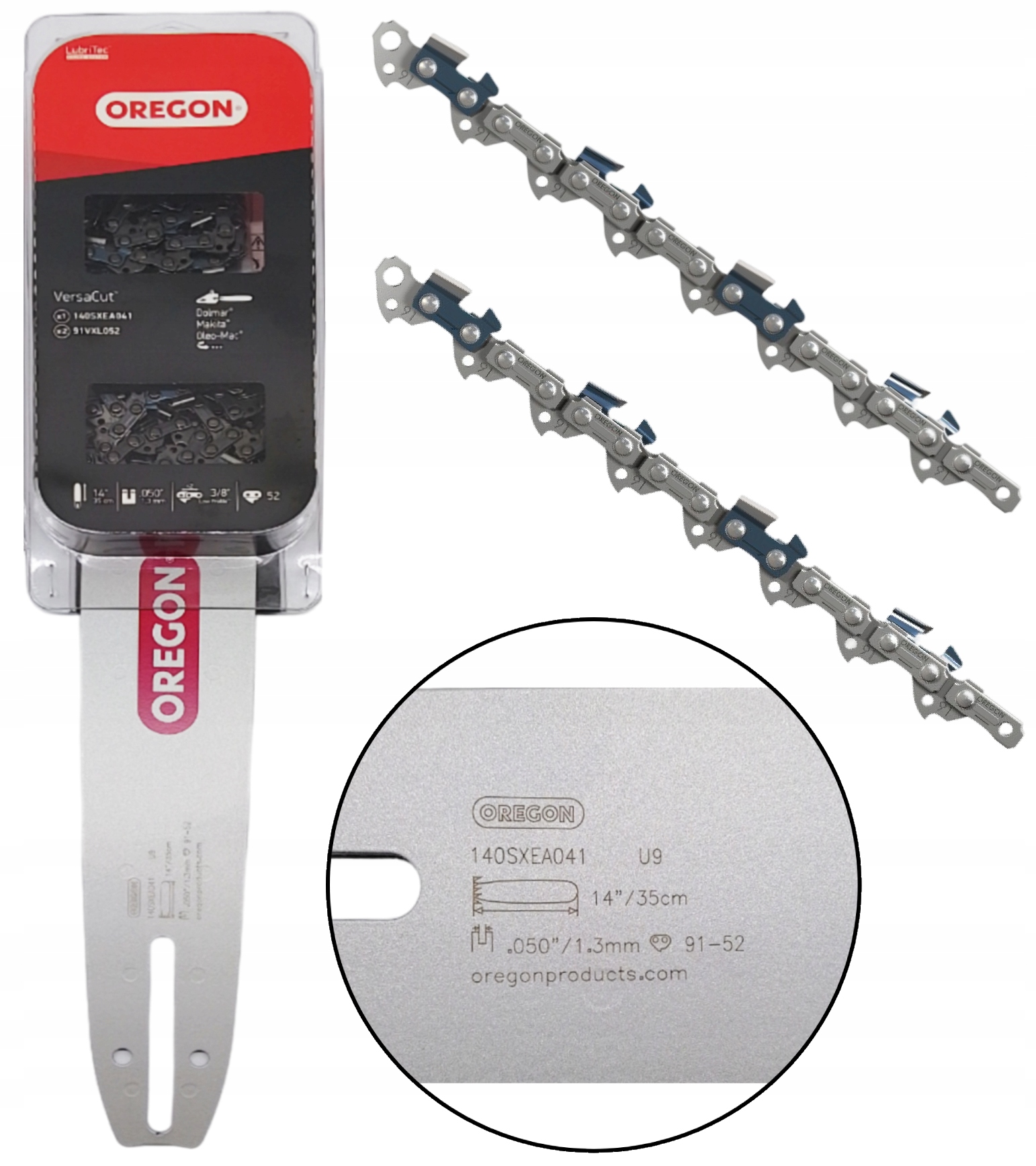 Oregon do pilarek pił prowadnica 140SXEA041 3/8 1,3 2x 52z Łańcuchy