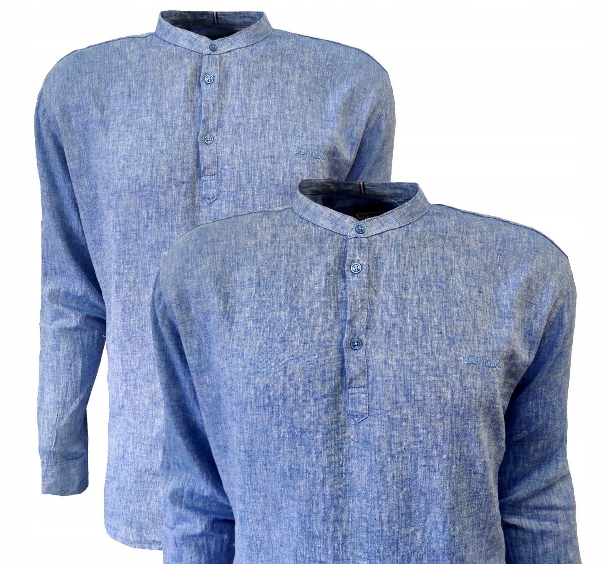 Pánská košile casual stojáček dl. rukáv modrá 3XL Bagarda