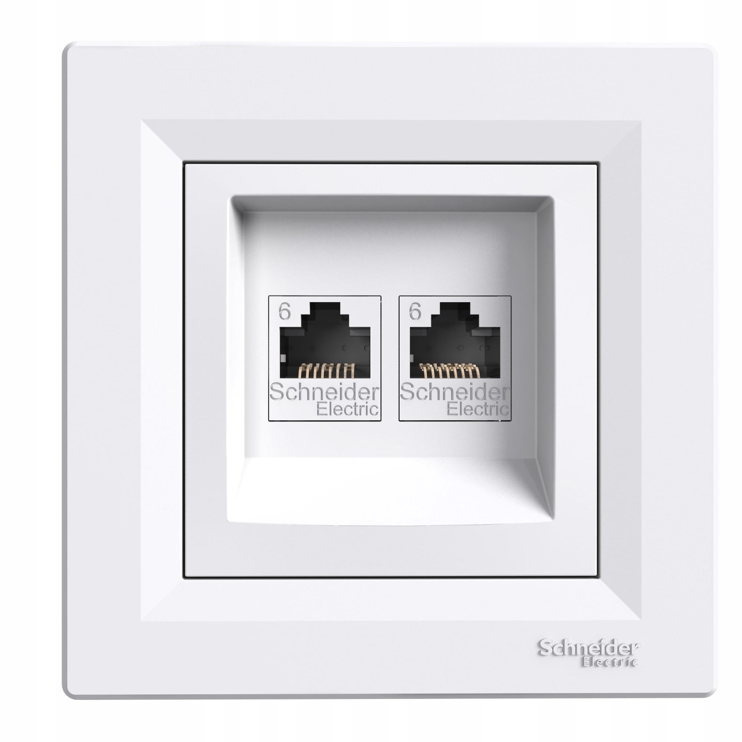 Asfora Biały Gniazdo Komputerowe 2X Uae 8 CAT.6 Utp Płaskie EPH4800121