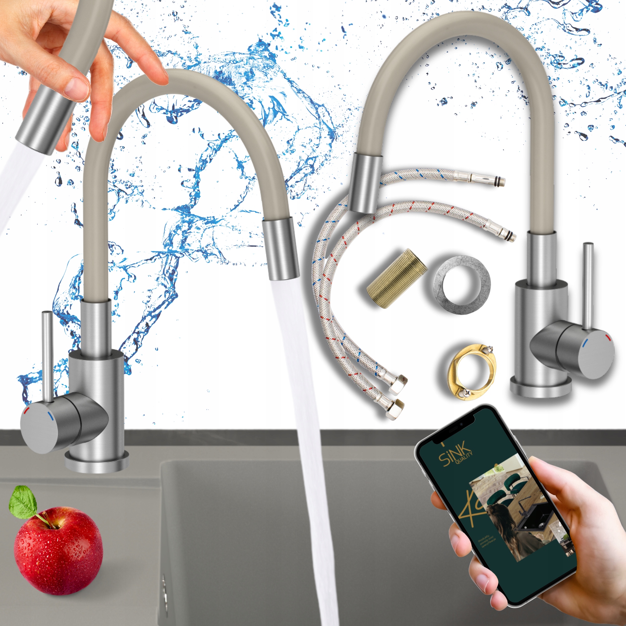 Kuchyňská Baterie flexibilní ramínko béžová Kohoutek do dřezu 7v1