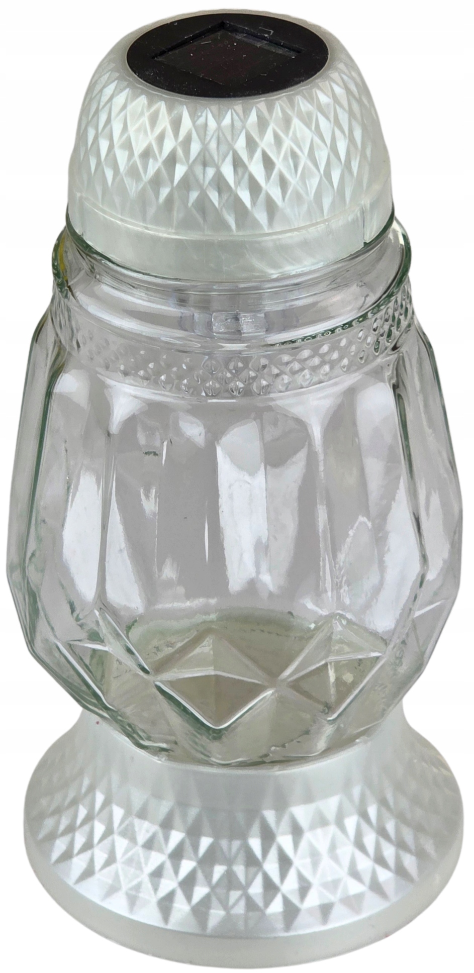 Wysoki Znicz Solarny LED 22 cm – ZNICZE EKO, Wodoodporny, LA508 PERŁOWY