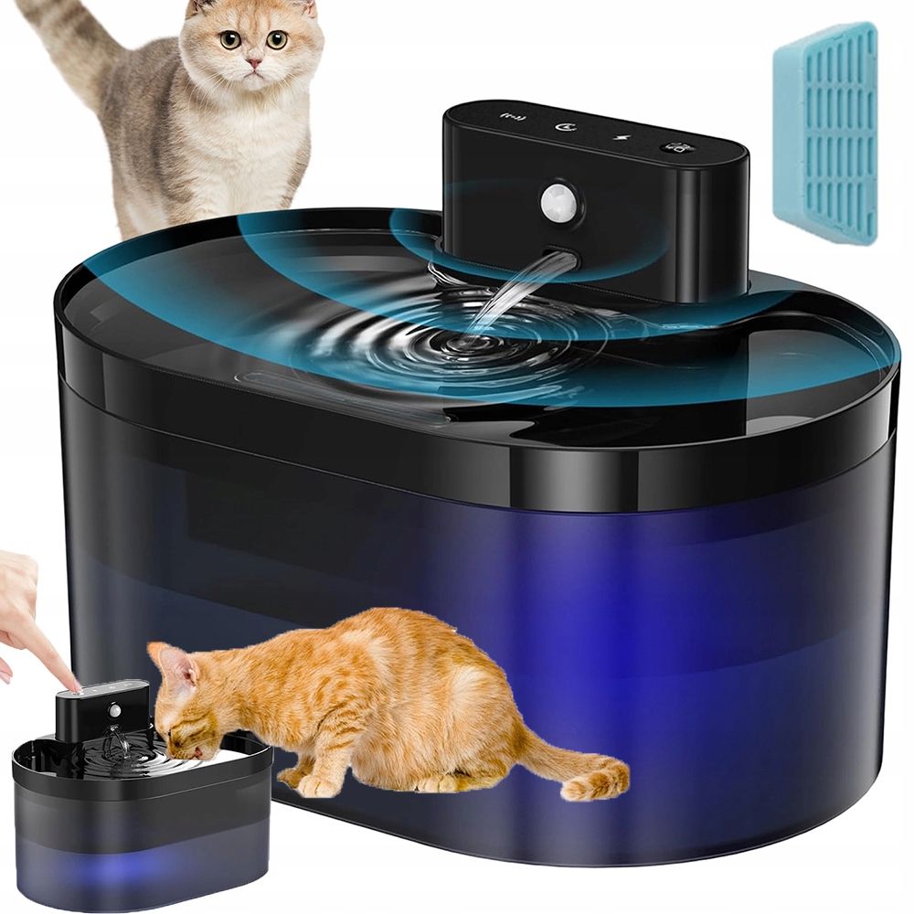 Levně Automatické Krmítko Fontána Pro Kočky Psa 3 Režimy Čistící Filtr