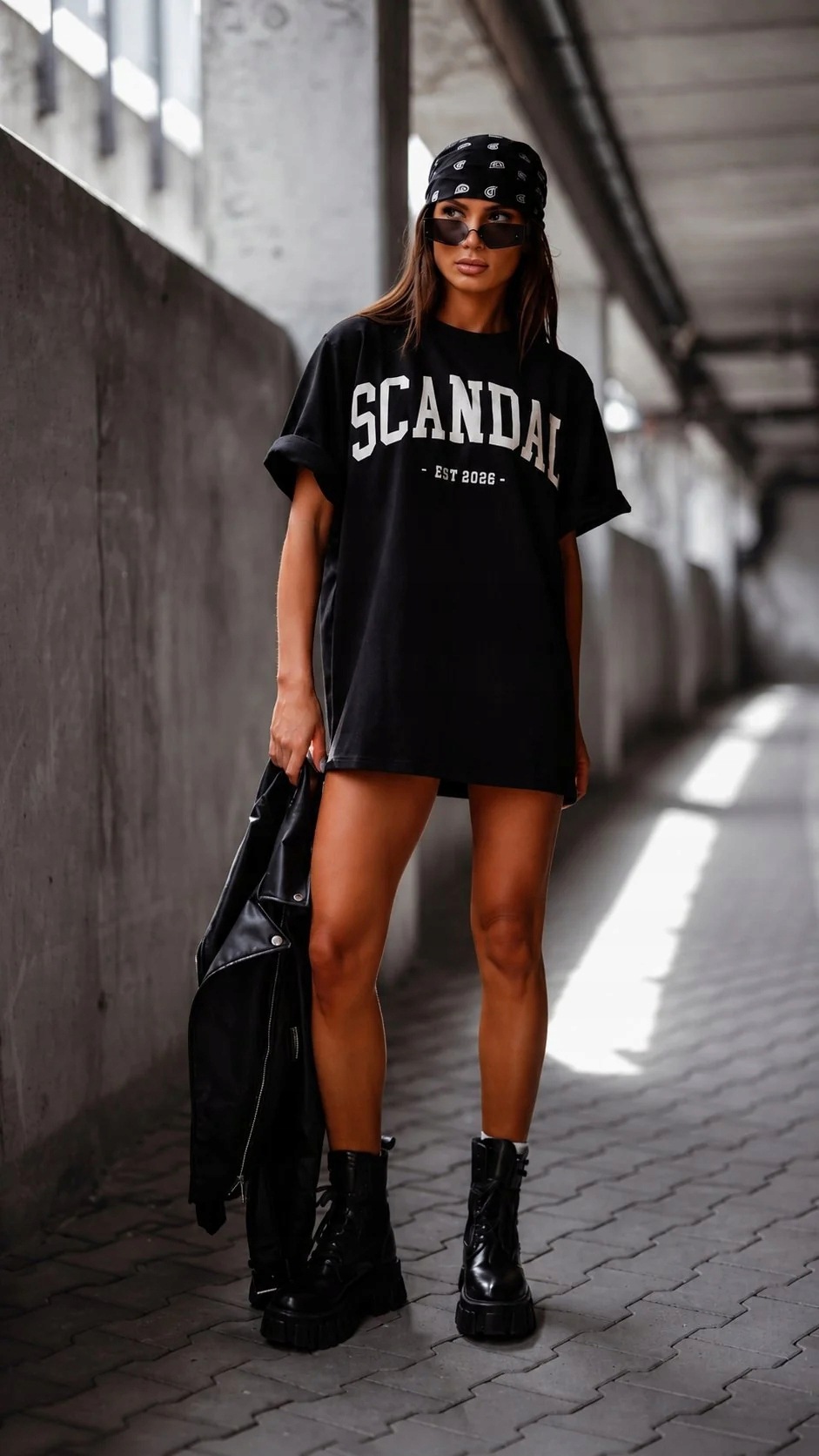 [vel. univerzální] Dámské tričko Scandal oversize, černé