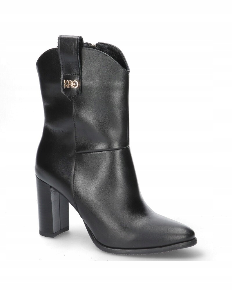 Černé dámské kotníkové boty na podpatku, kožené boty se zipem nad kotník Karino 36