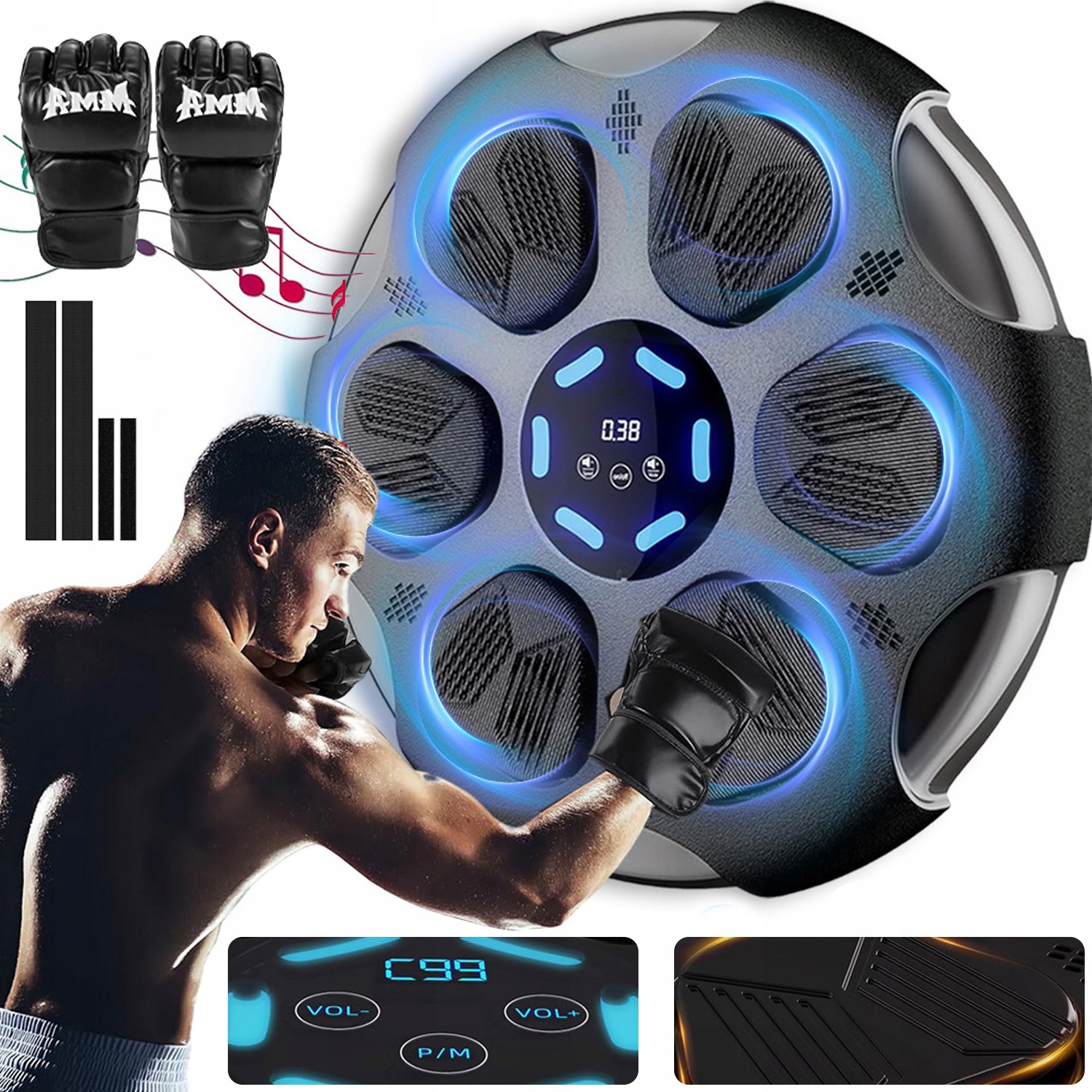 Tréninkový Boxerský Stroj Bluetooth Arkádový Štít 1 Pár Rukavic