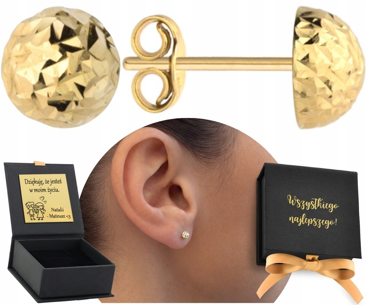 Zlaté Náušnice Půl Kuličky Půlky 4 MM Diamantové Dárek Zlato 585